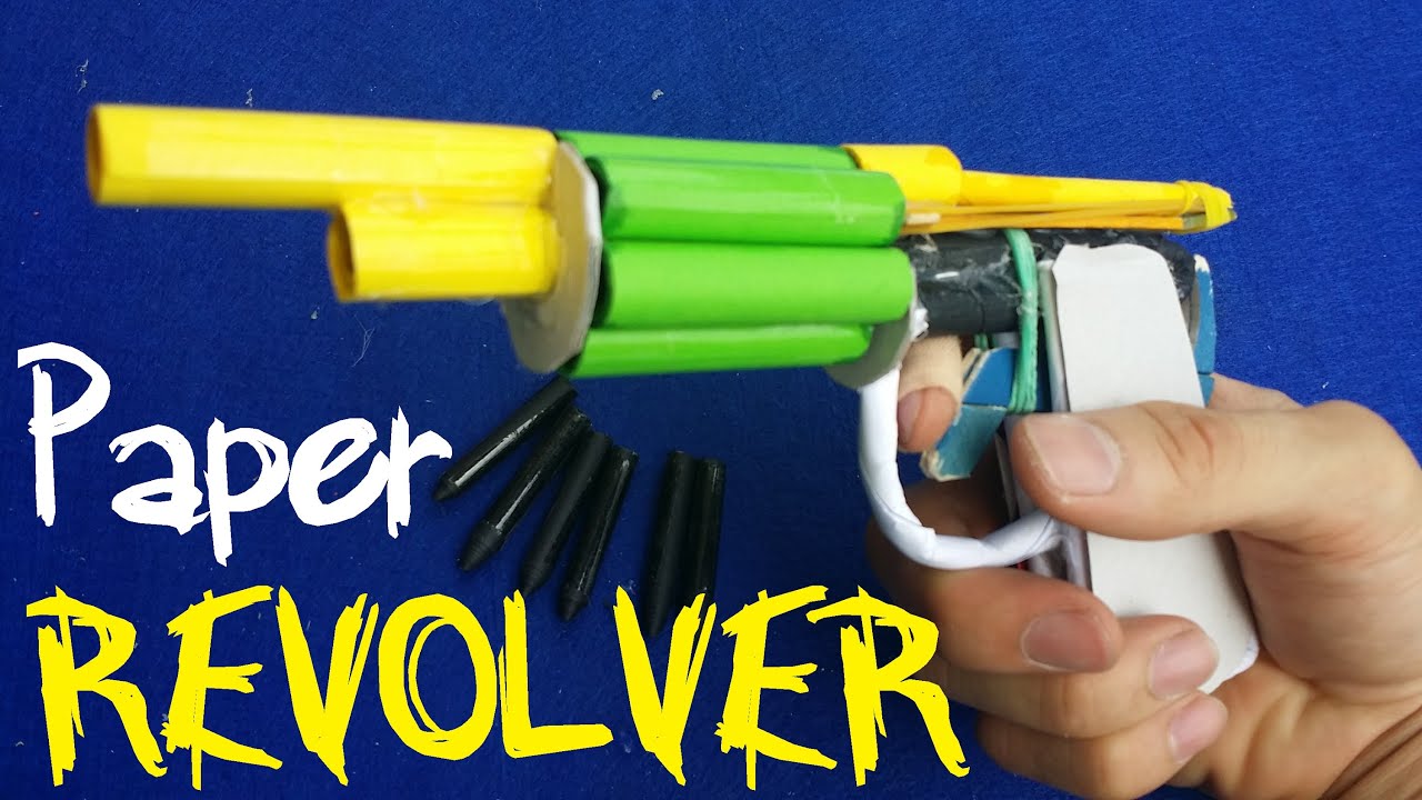 How to make a Paper Revolver Gun that shoots with 6 Paper Bullets | Creative Stuffs