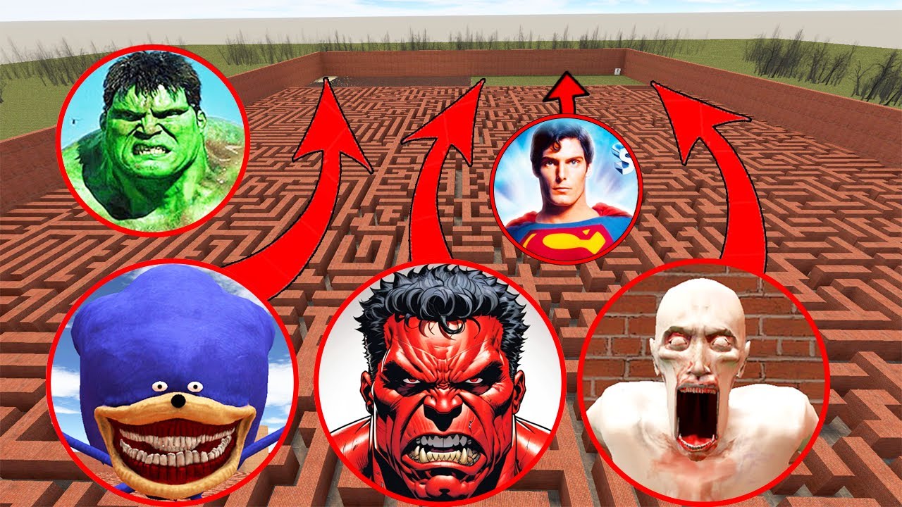 RED HULK vs SCP 096 vs Shin Sonic vs Superman Who Wins in Garry's Mod Titan Fight!