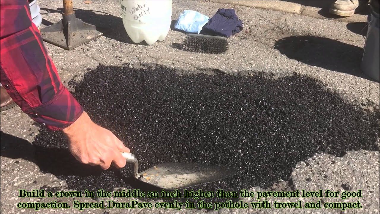 Asphalt, concrete pothole repair permanent patch. Durable, unique water cure technology - DuraPave