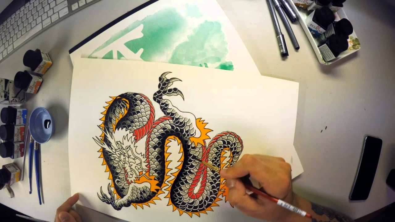 Dragon - Watercolour painting timelapse