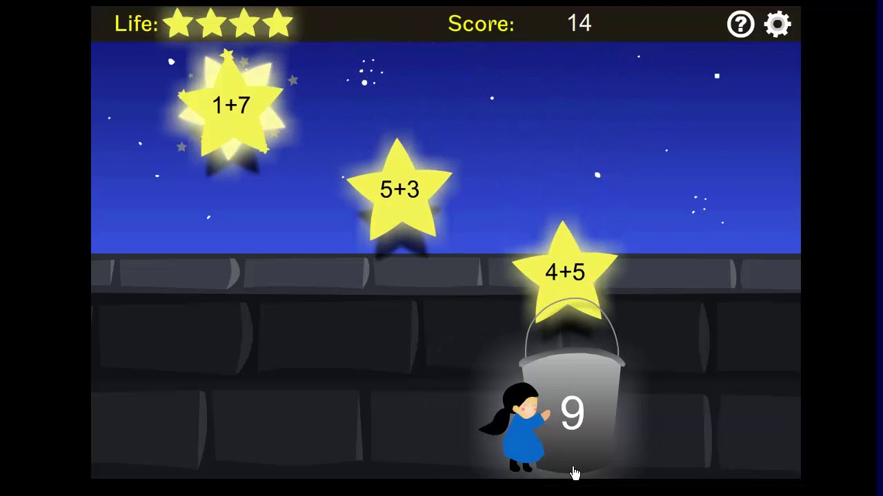 Learn Addition the fun way! Add numbers 6 to 10  Catch the Falling Stars Math Game (add 6 to 10)