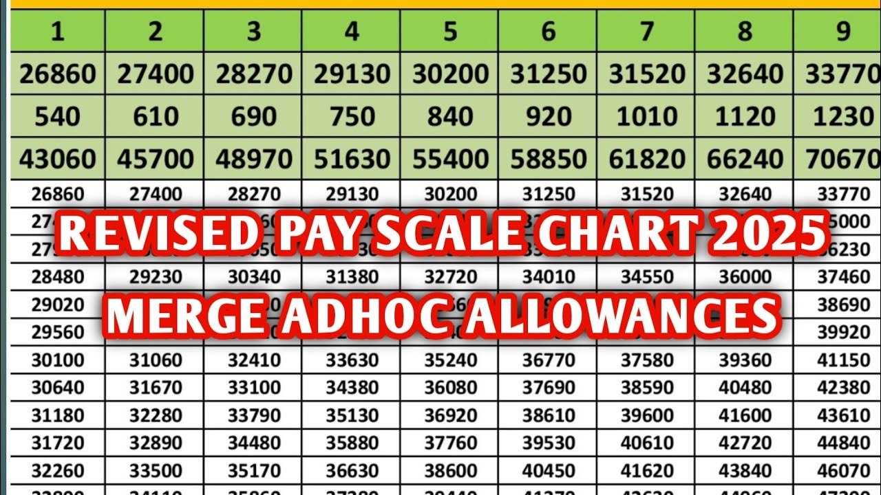 Revised Pay scale chart full stages 2025 merge adhoc allowance