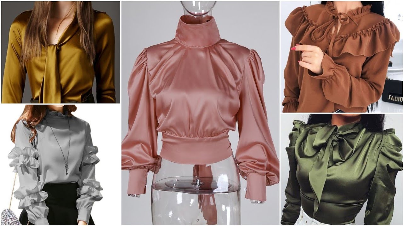 New Silk Satin Top Designs/Silk organza Blouse Top Designs/Tops For Women/Tops Dress/Silk Tops #3