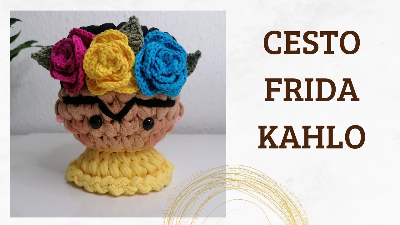 CACHEPÔ FRIDA KAHLO / CESTO DE CROCHÊ / CESTO COM FIO DE MALHA || ABC do Crochet