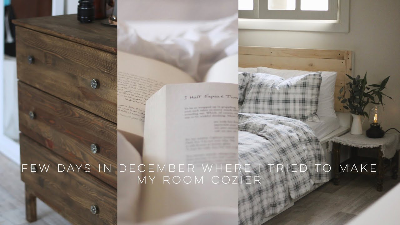 حولت غرفتي لكوخ | سرير خشبي بطريقة سهلة واضاءة عتيقة | حياة ديسمبر ♡