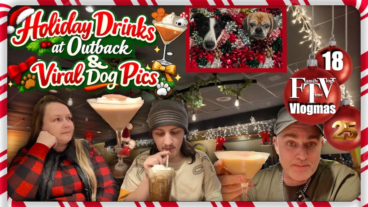 Обзор праздничного ужина с напитками и вирусное рождественское фото собаки из ресторана Outback S...