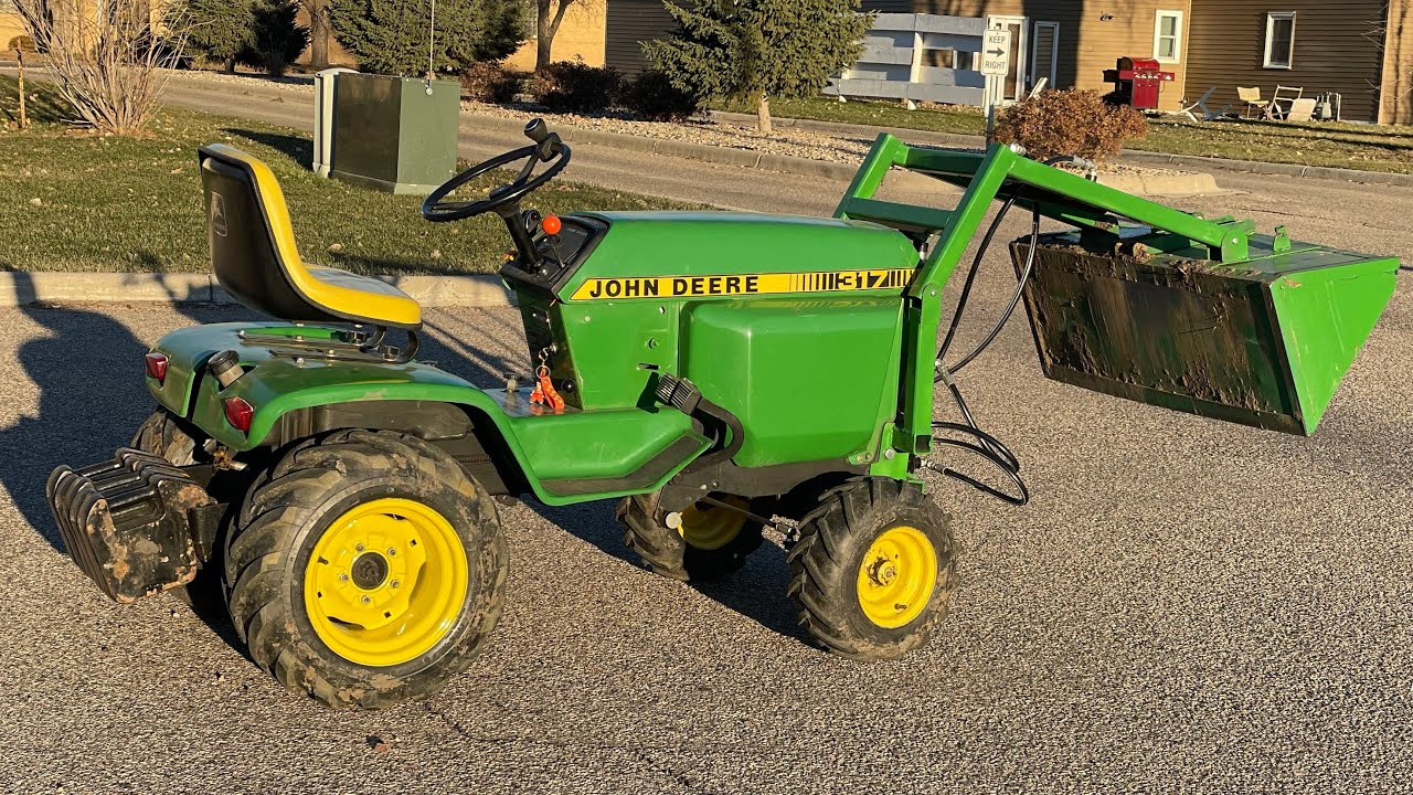 HERE IS HOW TO BUILD A BUCKET LOADER FOR THE JOHN DEERE GARDEN TRACTOR 317 &OR 318 TUTORIAL