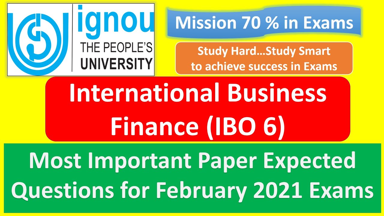 MCOM: IBO 6 Paper Expected Questions for December 2020/February 2021 exams: MISSION 70%