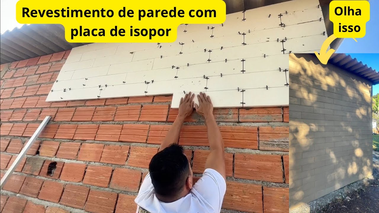 Revestimento com placas de isopor e argamassa