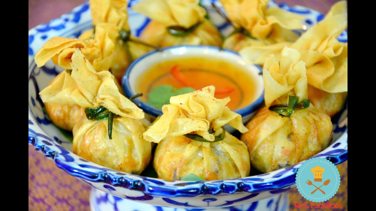 How to Make Thai Money Bags (Fried Bag Dumplings) ถุงทอง (黃金炸蝦福袋)