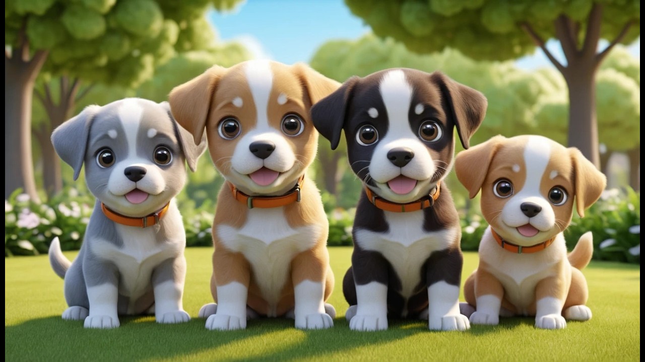 Five Little Puppies Bark Bark Bark 🐶 | Dog Sounds & Counting Nursery Rhyme