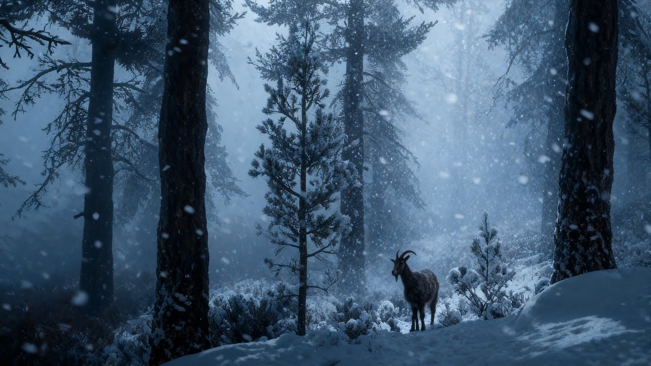 Cozy Blizzard Ambience in a Silent Winter Forest 🌨️ Howling Wind ASMR for Deep Sleep