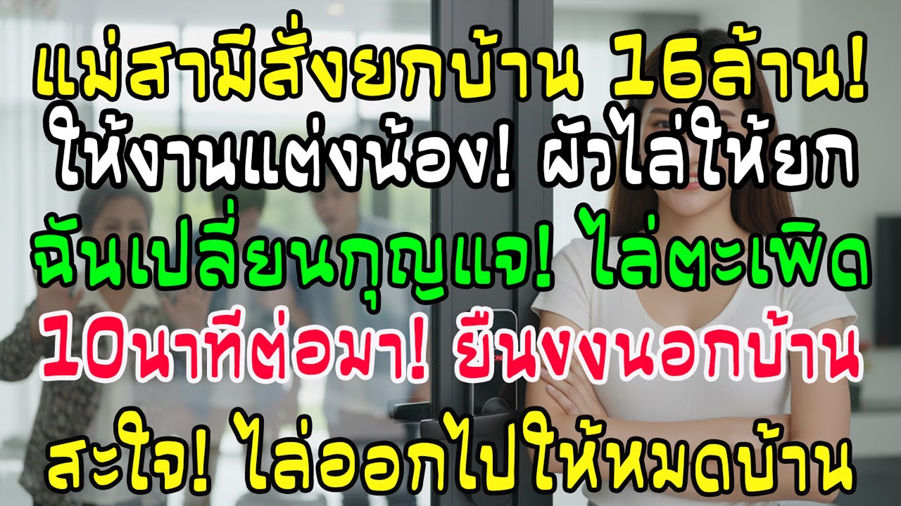 แม่ผัวตื้อขอเรือนหอ 16 ล้านให้น้องแต่ง ผัวบอกยอมเถอะ ฉันเปลี่ยนกุญแจทันที เชิญยืนเอ๋อนอกบ้าน!