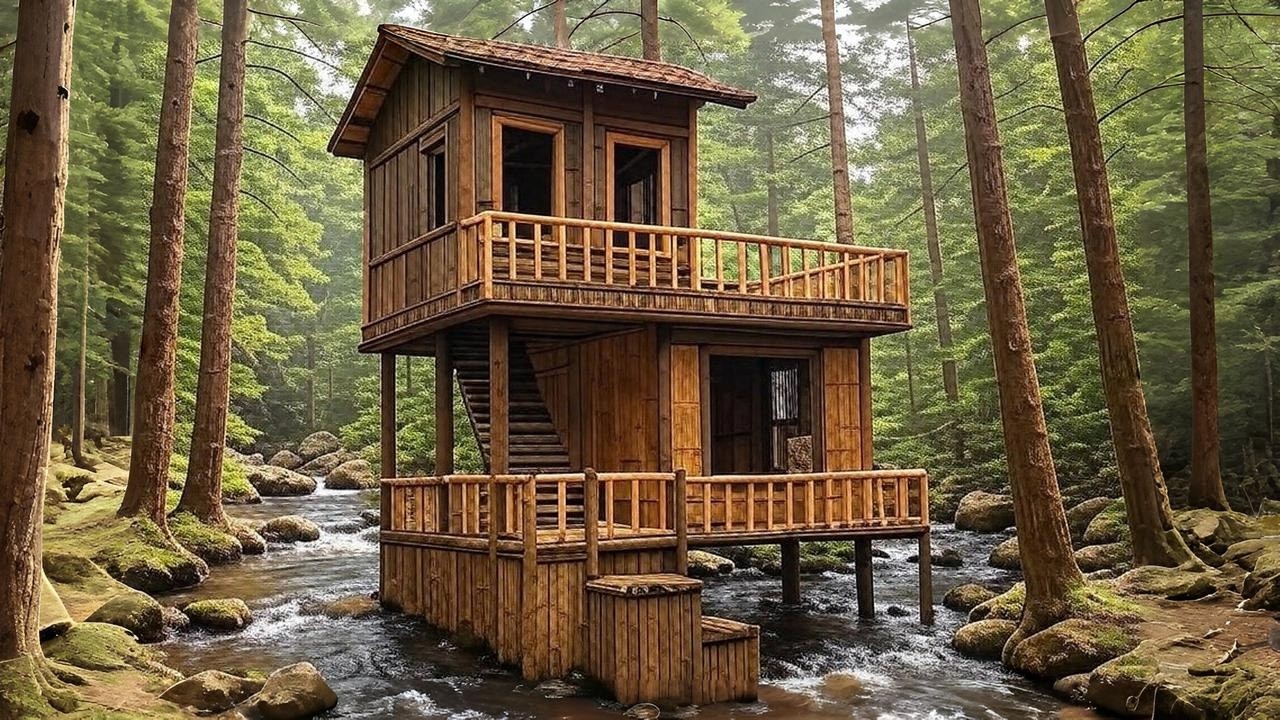 Lone Man Constructs Epic Bamboo House Deep in the Jungle - Survival Journey 2025