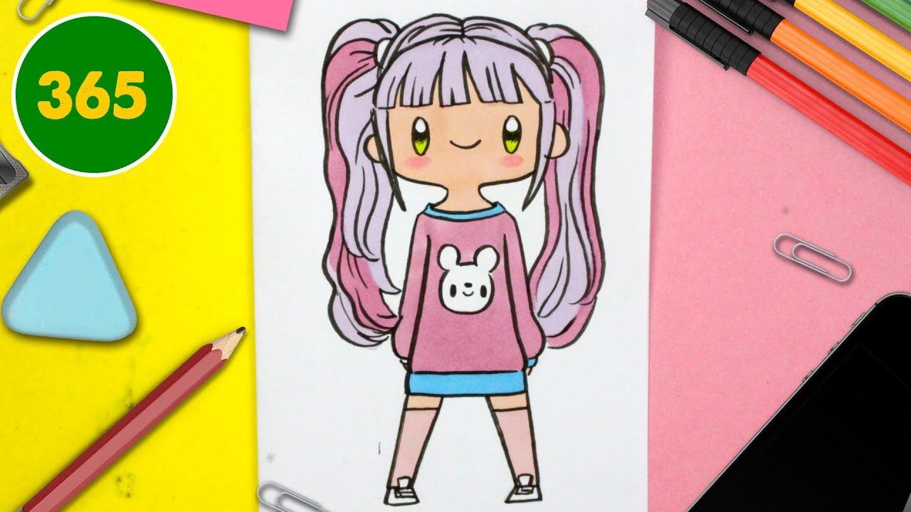 COMMENT DESSINER UNE FILLE KAWAII ÉTAPE PAR ÉTAPE – Dessins kawaii facile