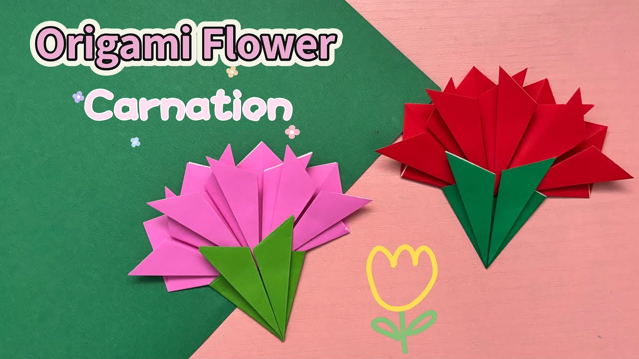 Easy Origami Carnation 🌸 Beautiful Paper Flower DIY 