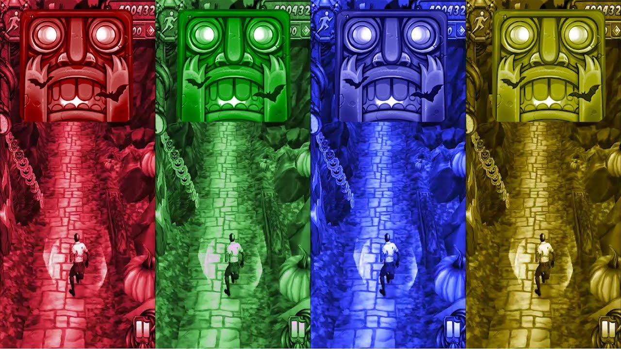 Temple Run 2 Spooky Ridge Red Vs Green Vs Blue Vs Yellow - Color Animation Gameplay - Endless Run