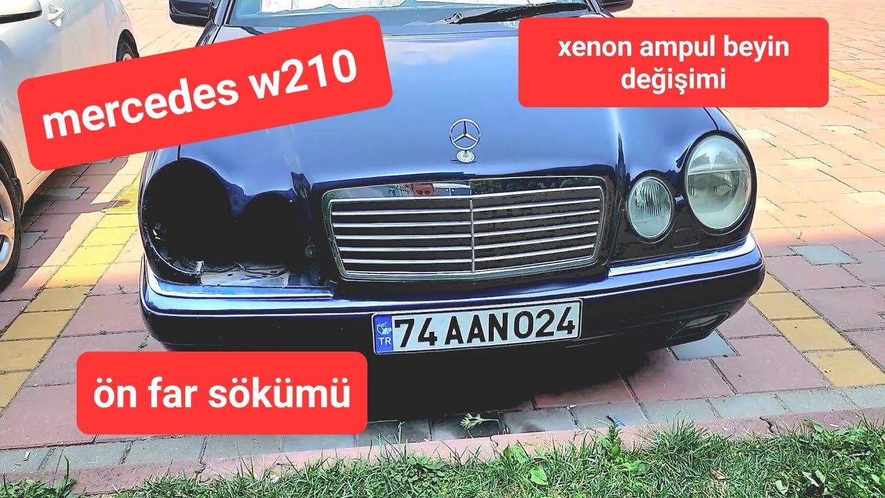 👏🤌Mercedes w210 ön far sökümü xenon ampul değişimi beyin tamiri🧿headlights and bulb removal