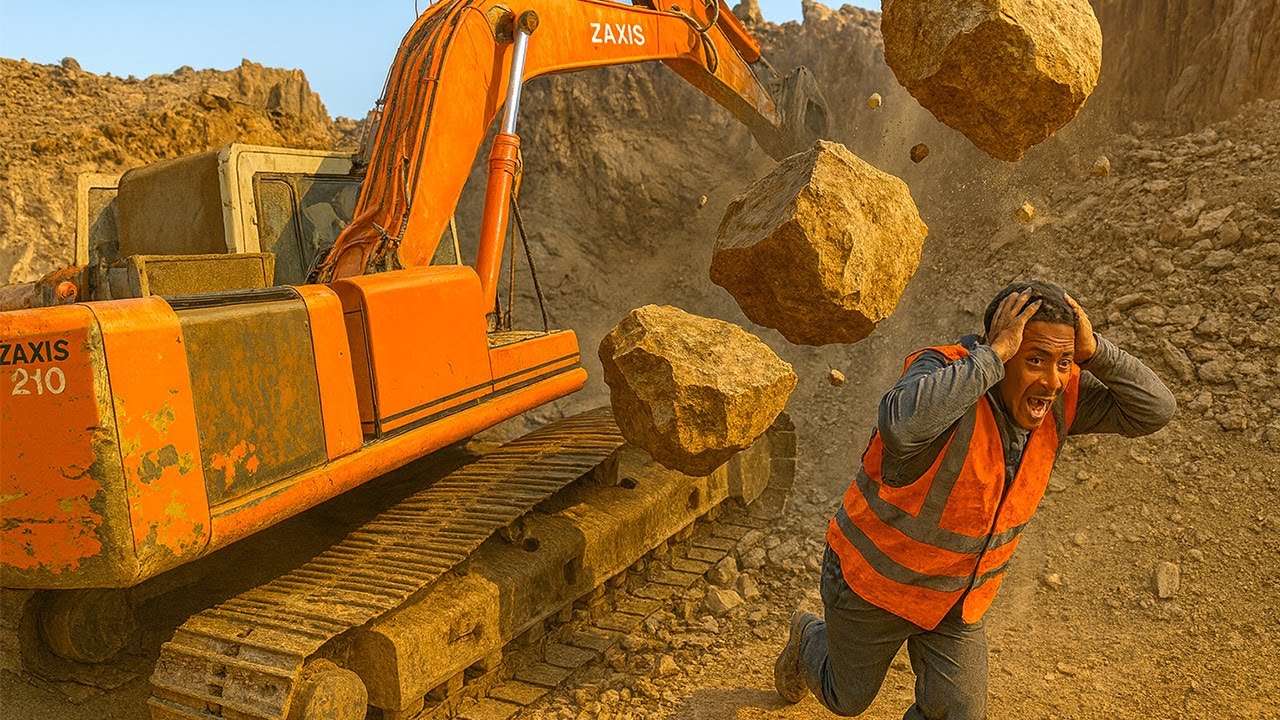 HILL DESTRUCTION🚀🌋💥 How to Break a Hill with an Excavator Machine! #excavators #stonemachinery