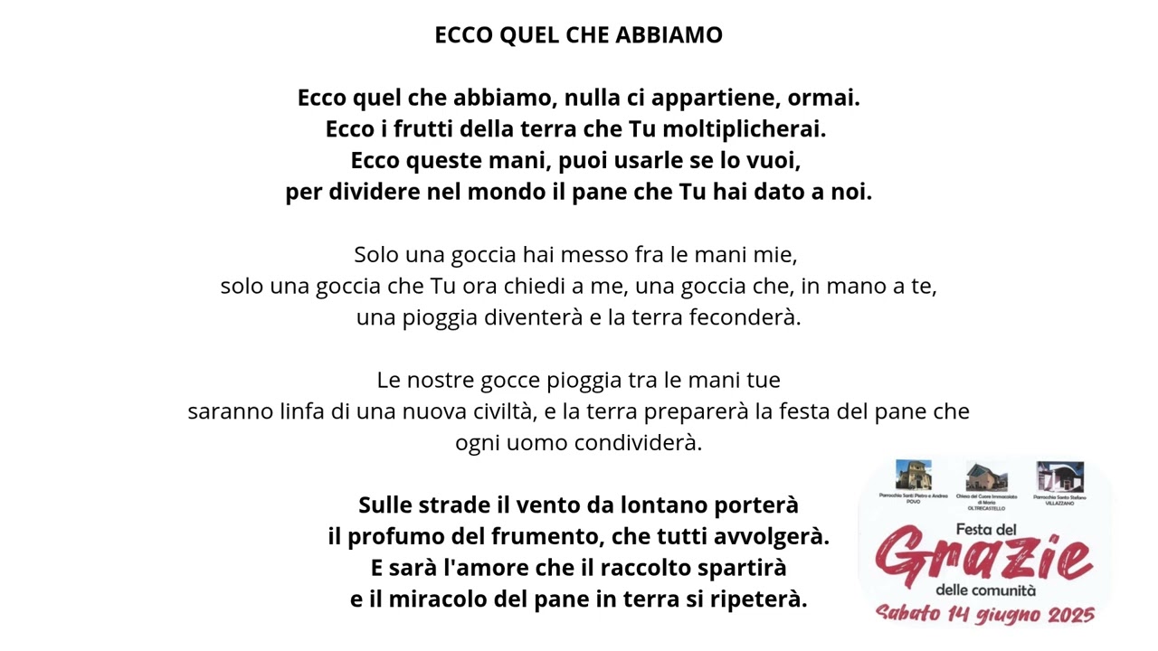 Ecco quel che abbiamo Festa del Grazie 14 06 25