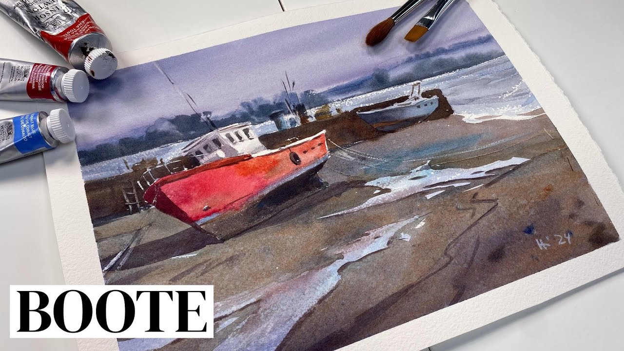 Boote im Aquarell - Tutorial