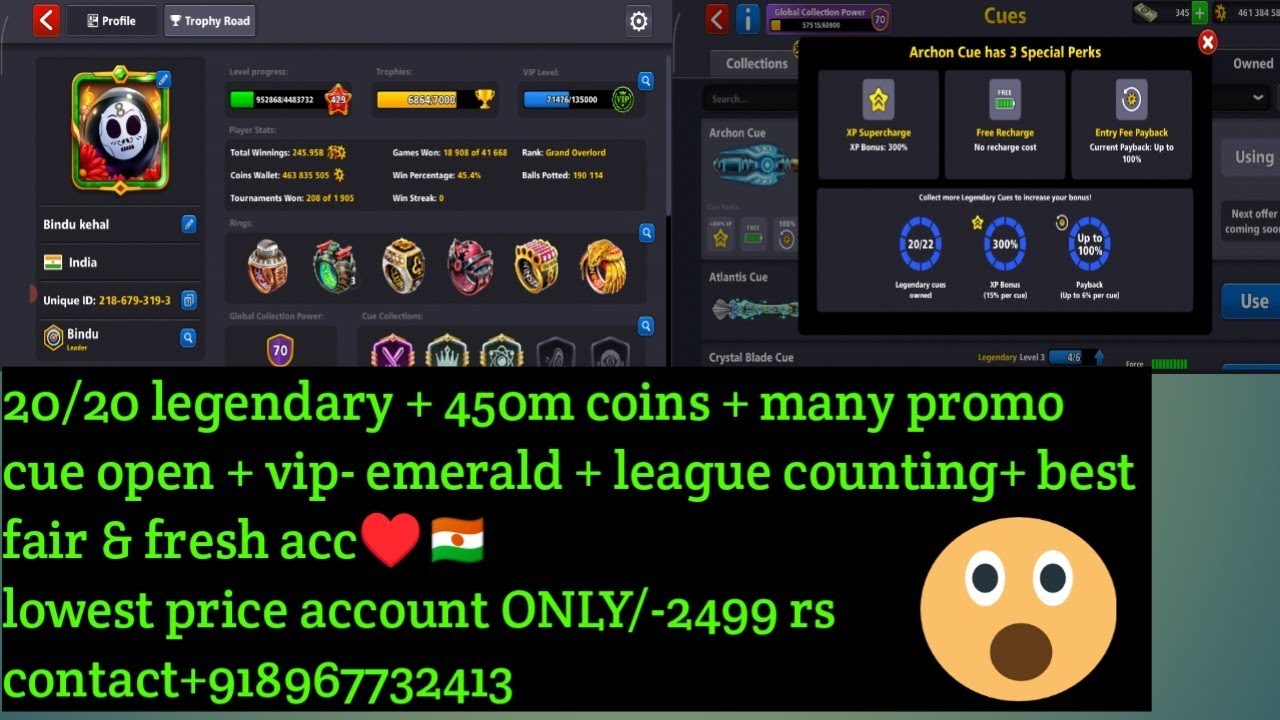 20/20 legendary Acc | 450M coins | Fair & fearsh Account | no hack no chito | only /- 2499🇳🇪♥️🆔🤝 