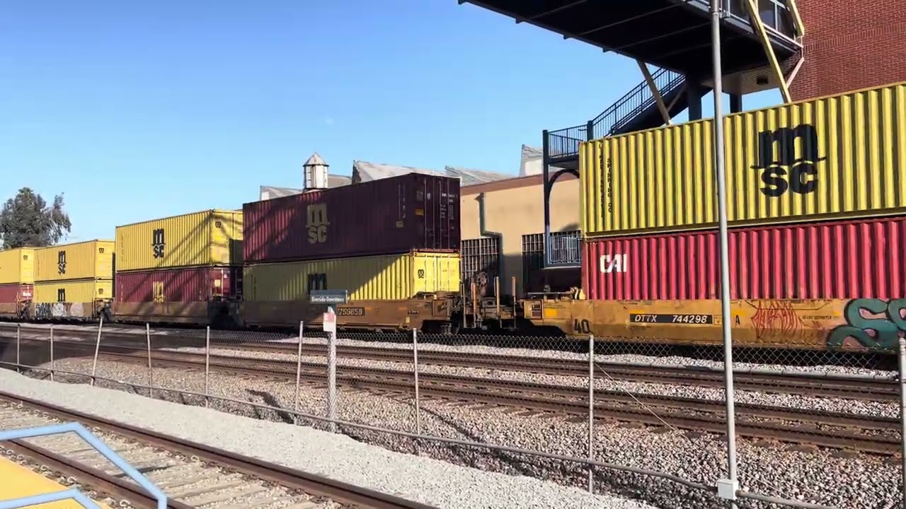 Eastbound BNSF Colorful Stack Train With DPU Helpers At Riverside, CA Plus My 10 Years Anniversary 
