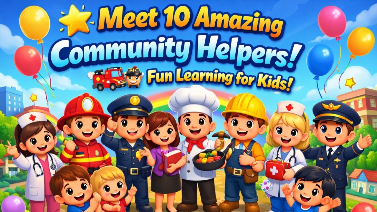 🌟 Meet 10 Amazing Community Helpers! 👩‍⚕️🚒👮‍♂️ Fun Learning for Kids!