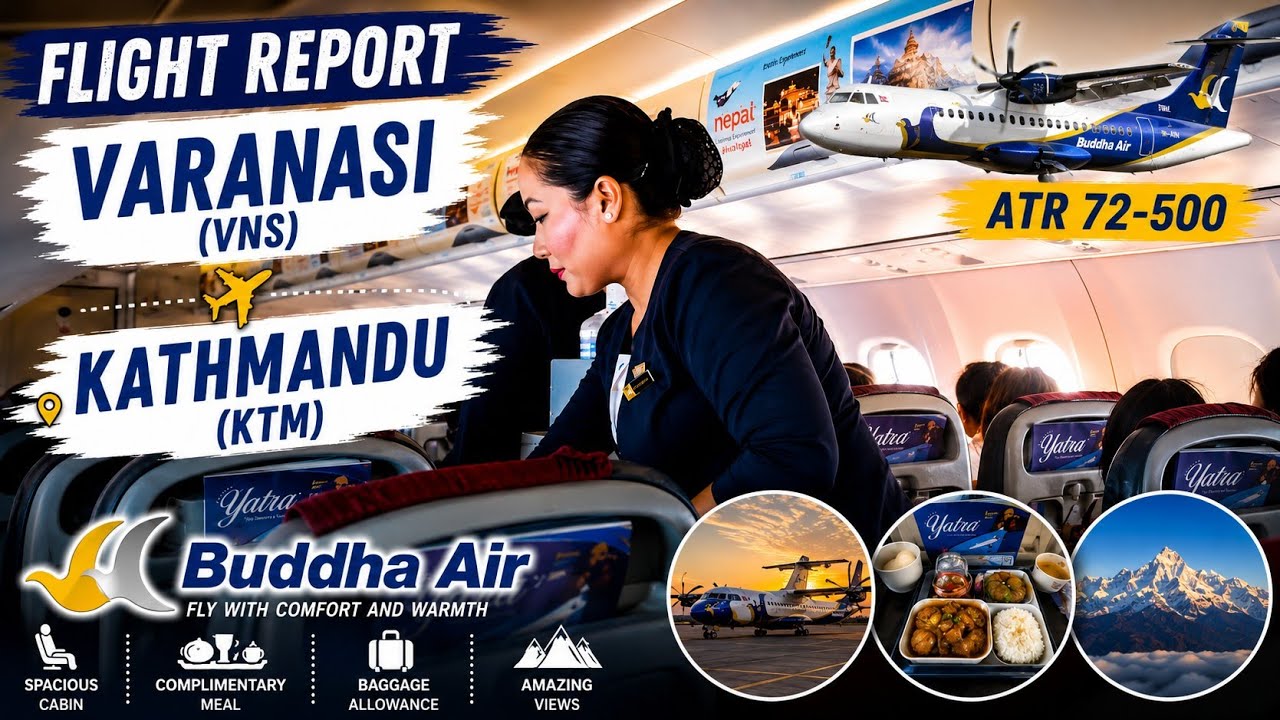 BUDDHA AIR 🇳🇵| Varanasi (VNS) to Kathmandu (KTM) ATR 72-500  ( NEPAL'S BEST AIRLINE )