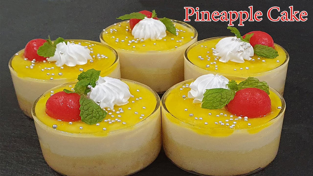 Malai Pineapple Cake Eggless & Without Oven घरके सामान से सॉफ्ट केक मिठाई