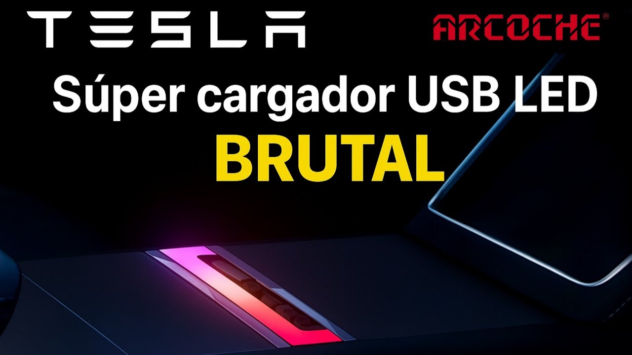 CARGADOR USB CON ILUMINACIÓN LED (120W) para TU TESLA con ARCOCHE 😱 