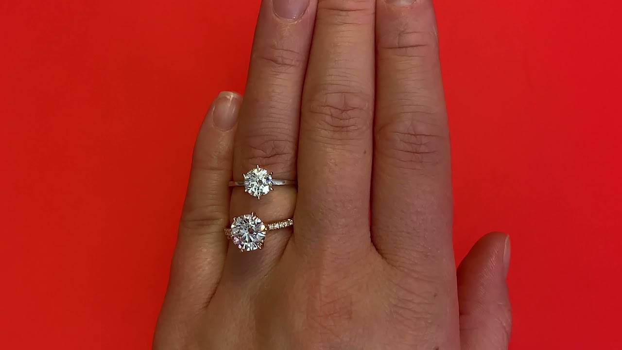 1 Carat Diamond vs 2 Carat Diamond  (On Finger) (Size: 6)