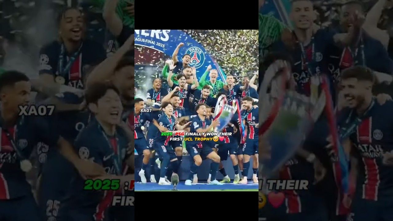 Psg Finally Won Their First UCL Trophy🥺❤️ #shorts #ronaldo #psg #messi #shortsvideo