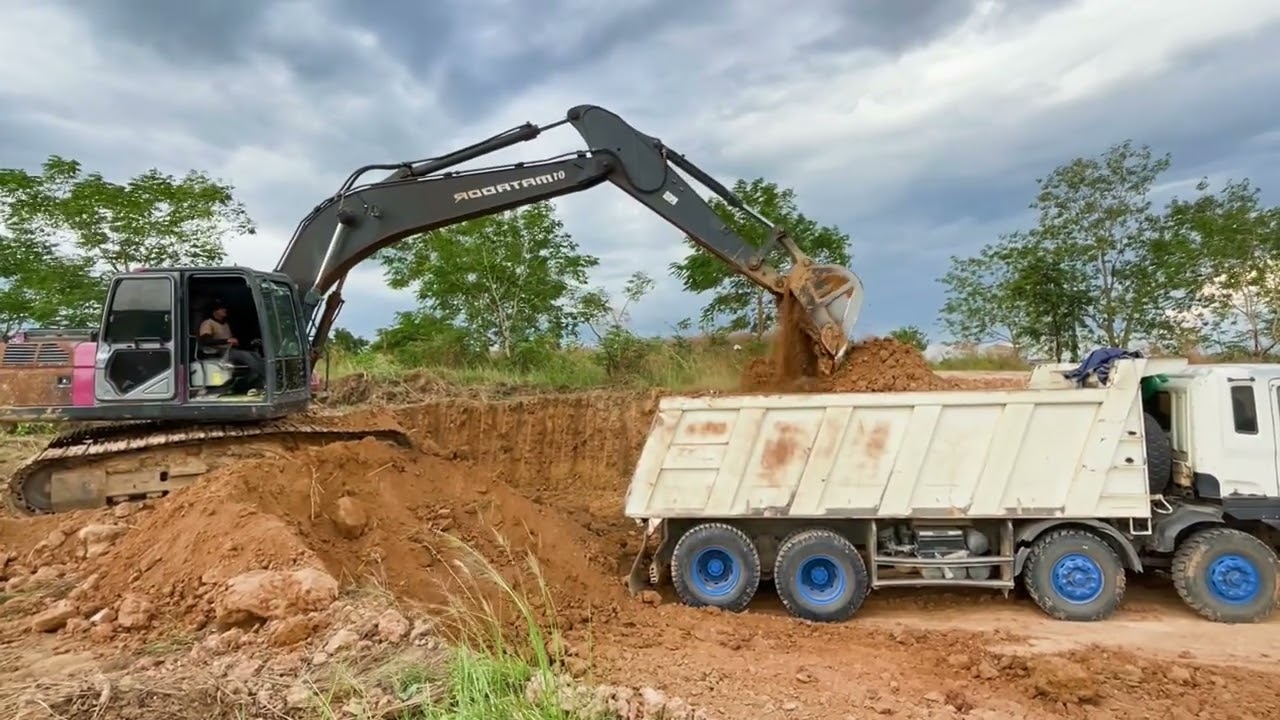 New Cat 6015B Excavator Loading Overburden & Cat 16G Grader At Work - Sotiriadis/Labrianidis Mining