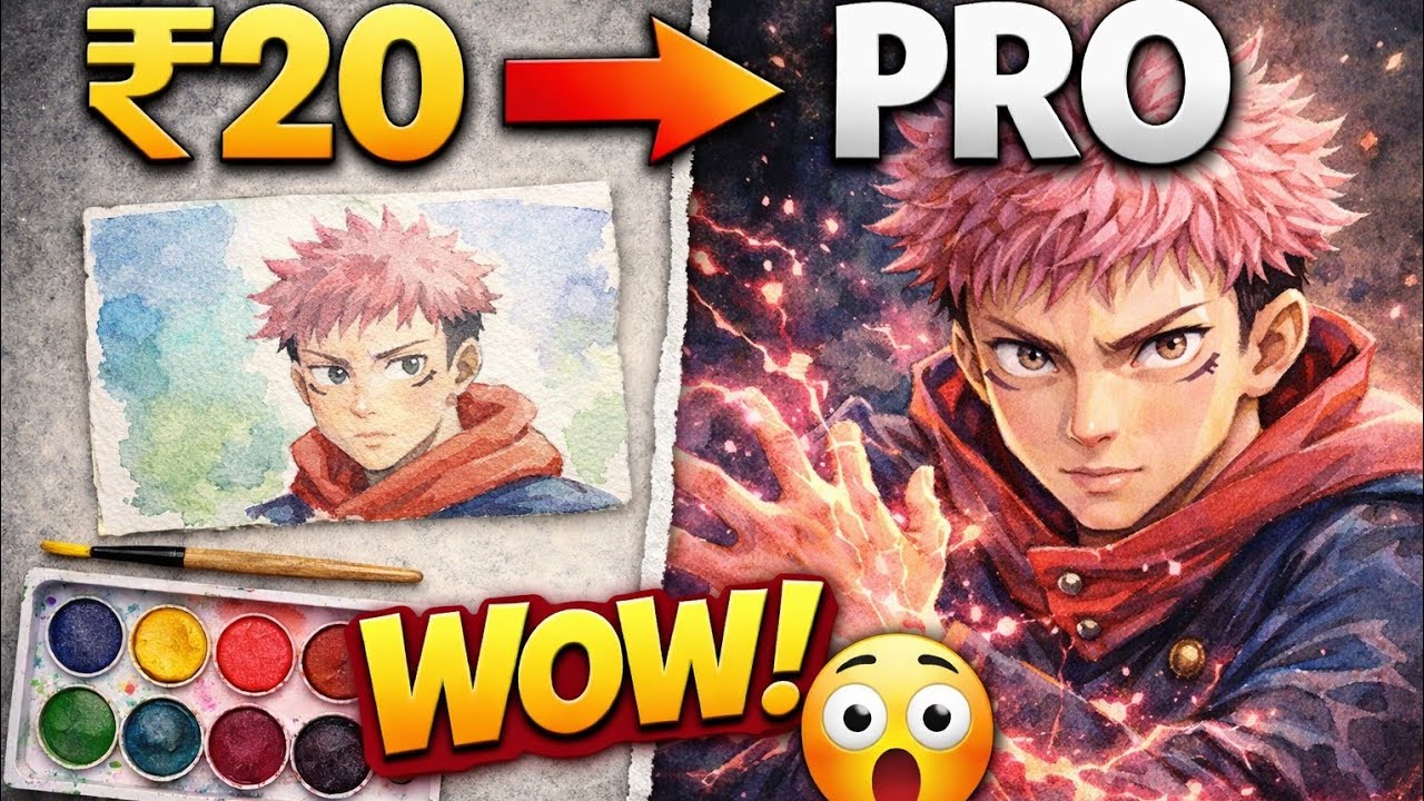 Turning ₹20 Watercolor into Pro Art (Unbelievable!)