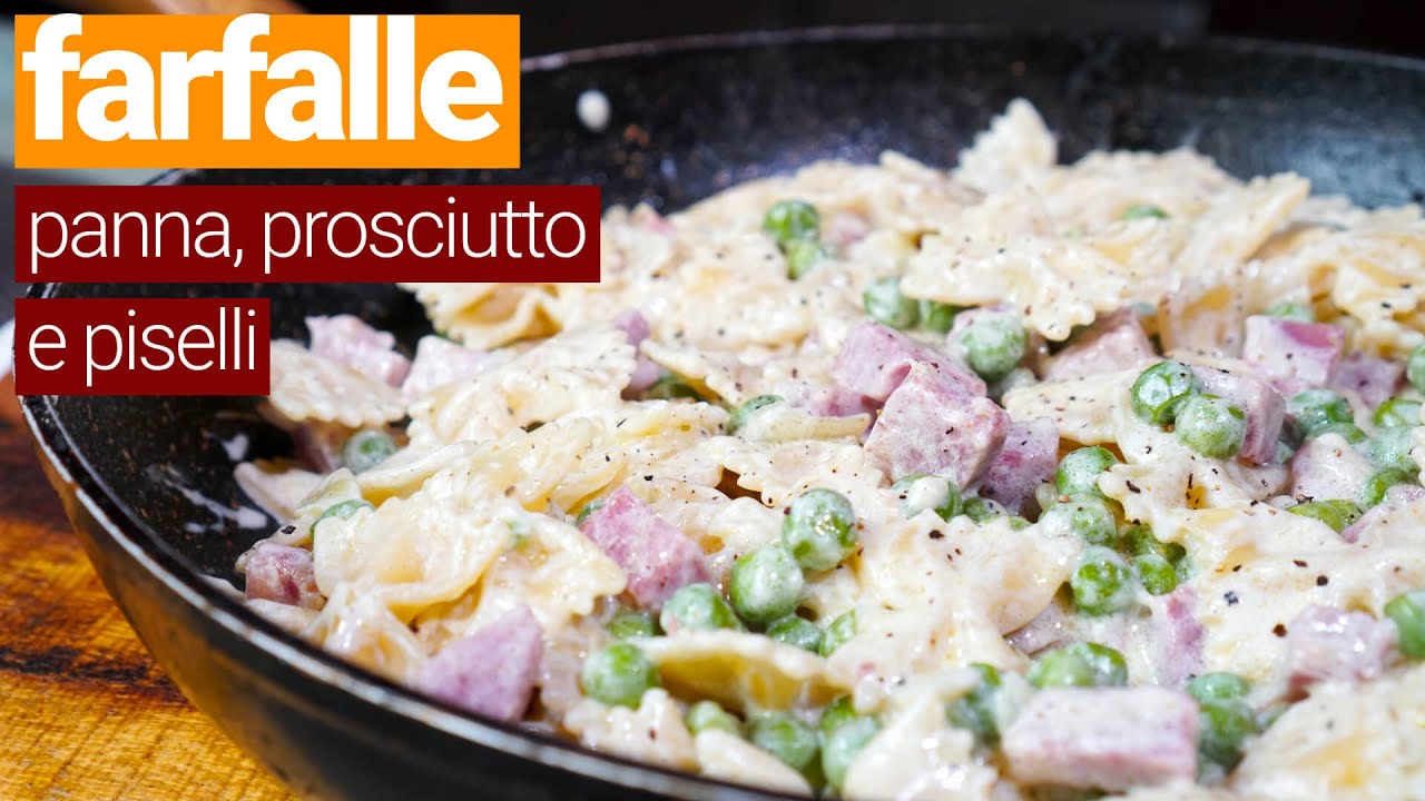 Farfalle panna prosciutto e piselli, classica ricetta anni 80