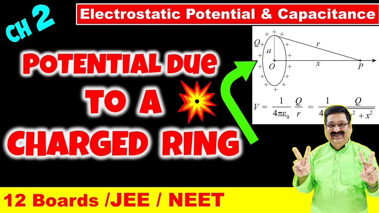 #7 Electric Potential on the Axis of a Charged  Ring, Potential & Capacitance  Class 12, JEE, NEET