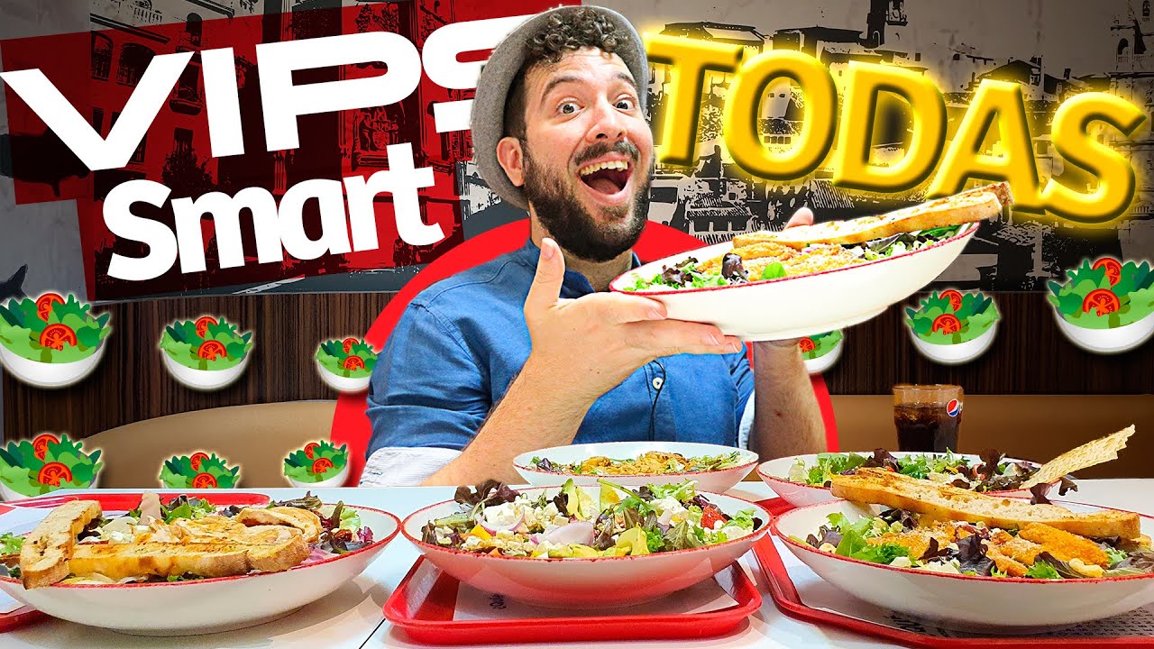 ¡COMIENDO TODAS LAS ENSALADAS VIPS! Pidiendo y probando toda la carta de ensaladas de VIPS Smart