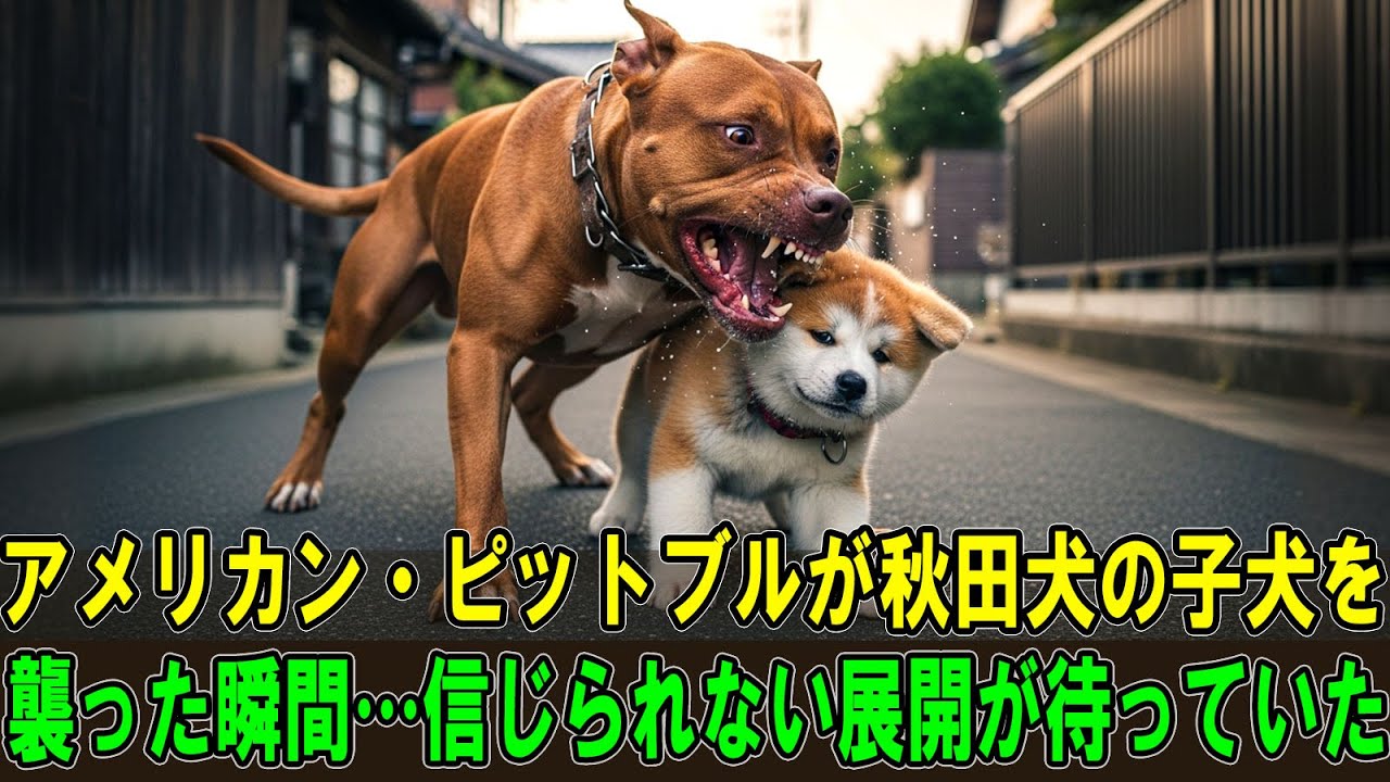 【奇跡の実話】アメリカン・ピットブルが秋田犬の子犬を襲った瞬間…信じられない展開が待っていた！