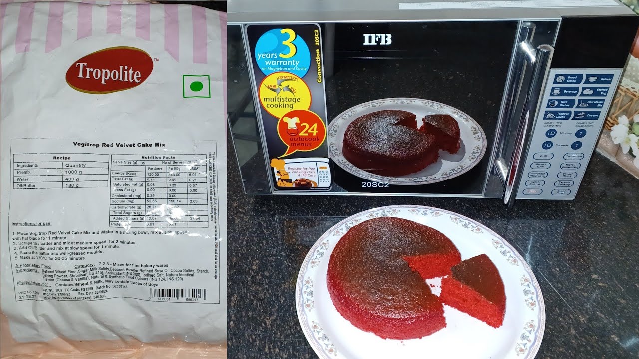 Red Vevet Cake recipe using Tropolite Premix in IFB Convection Microwave 20SC2