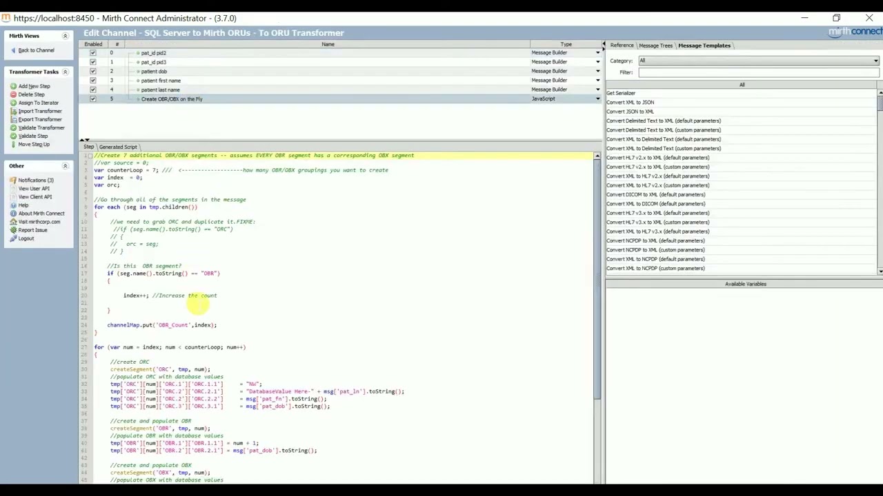 Mirth Connect - Free Source Code - Create OBR OBX On the Fly