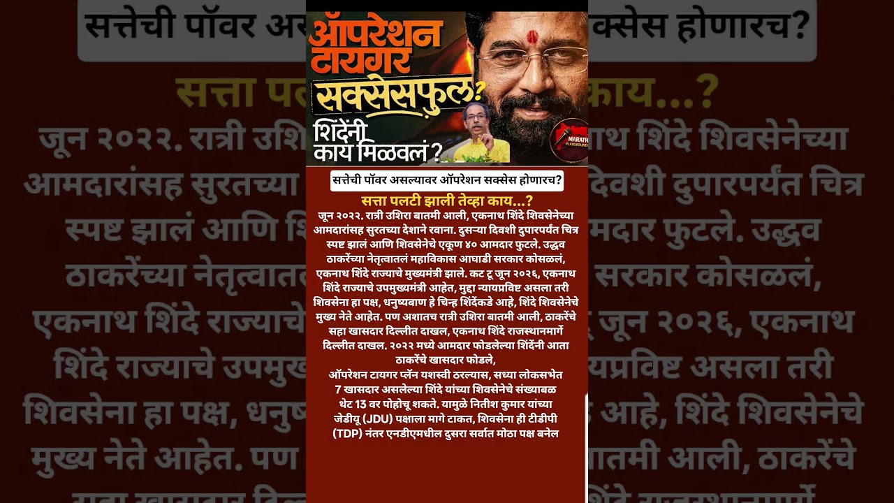 Udhhav Thackeray | Eknath Shinde चे Opration Tiger सक्सेसफुल? पण एकनाथ शिंदे ला काय मिळालं? Omraje