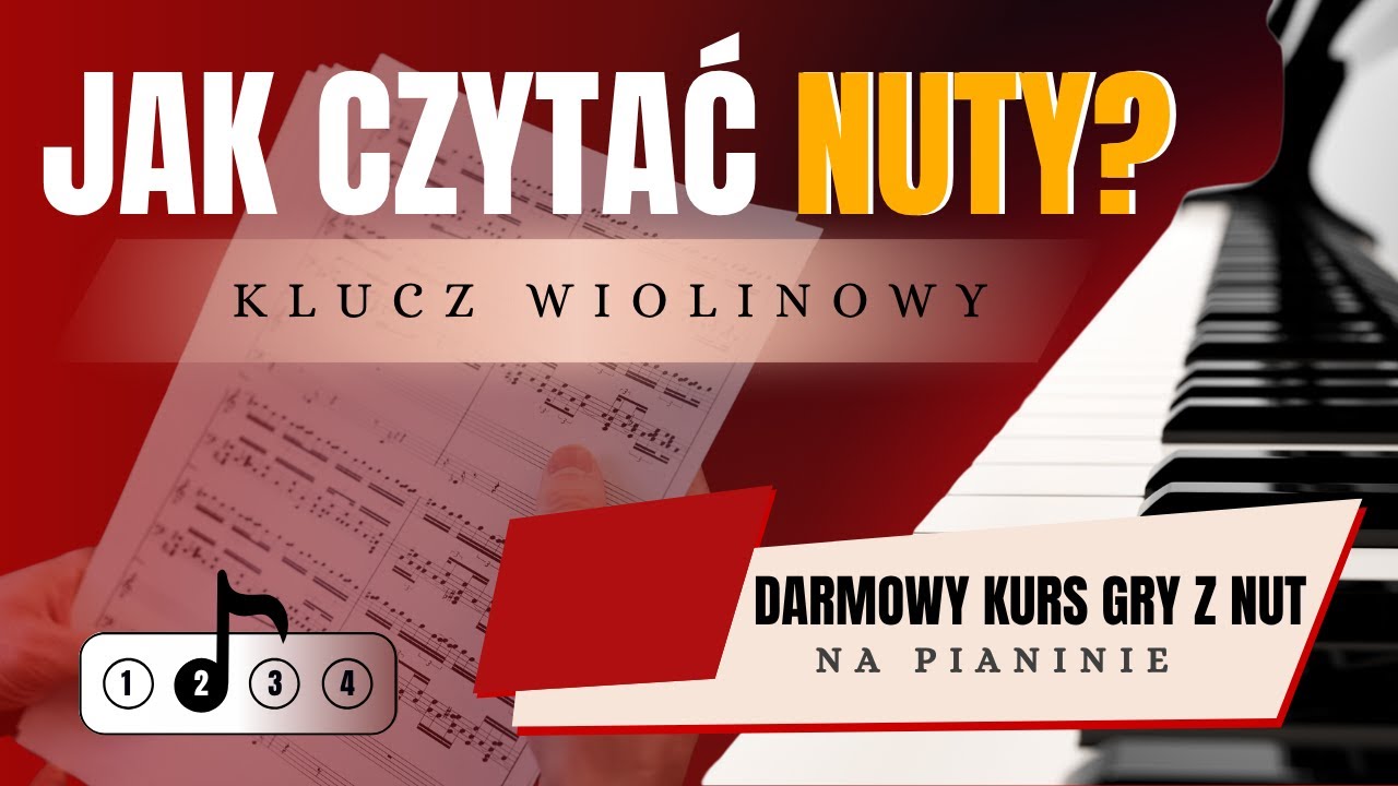 Jak czytać nuty? Klucz Wiolinowy.  Darmowy Kurs Gry z Nut na pianinie! 2/4