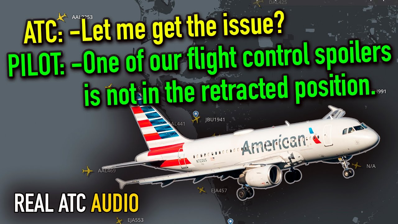 Американский Airbus A319 вернулся из-за проблем с управлением полётом. REAL ATC
