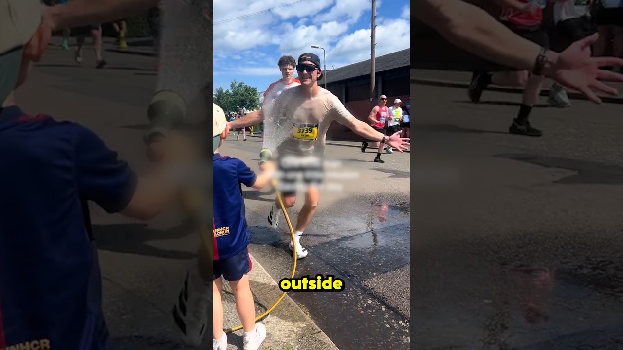 this little boy stepped up to help marathon runners in the heat