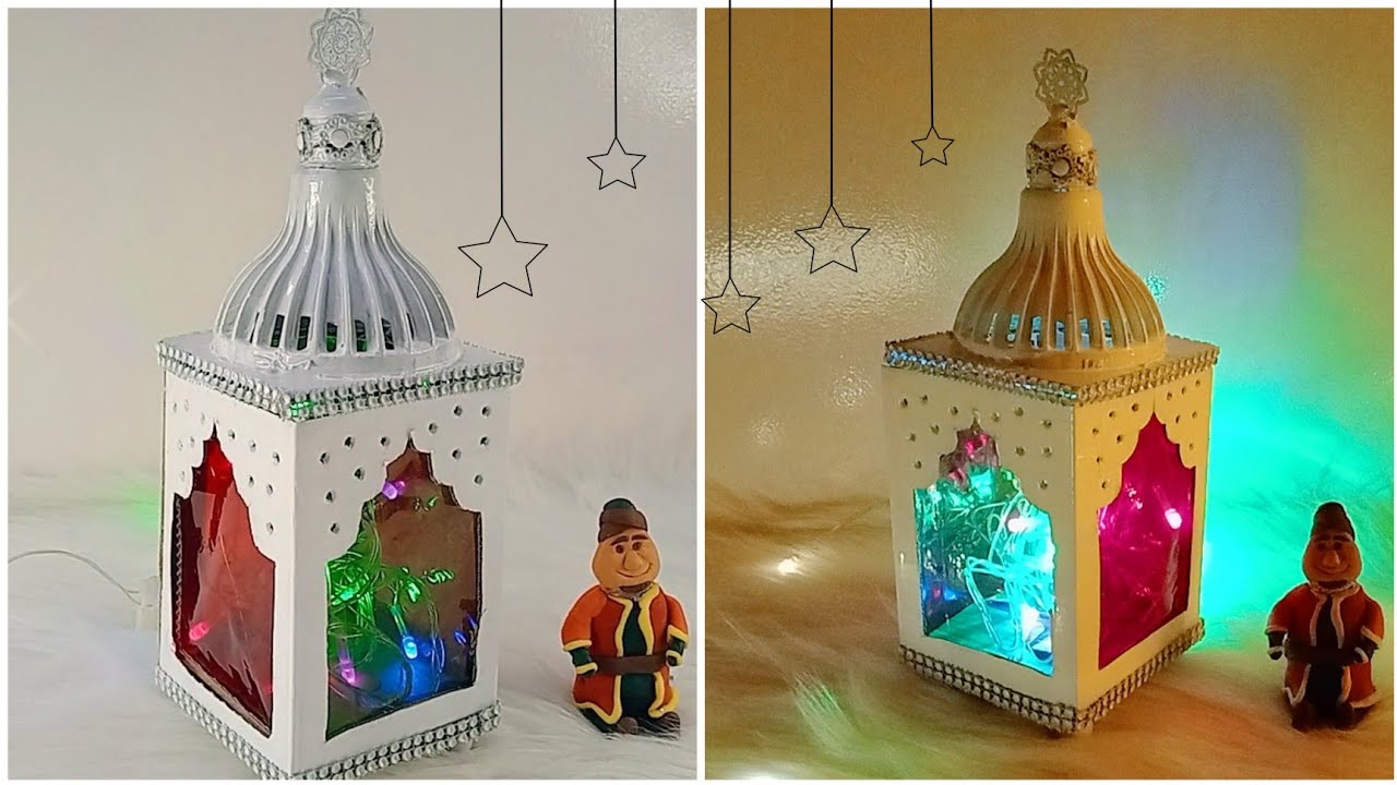 طريقة عمل فانوس رمضان من علبه كرتون زى الجاهز بالظبط/صنع فانوس رمضان/Ramadan lantern making