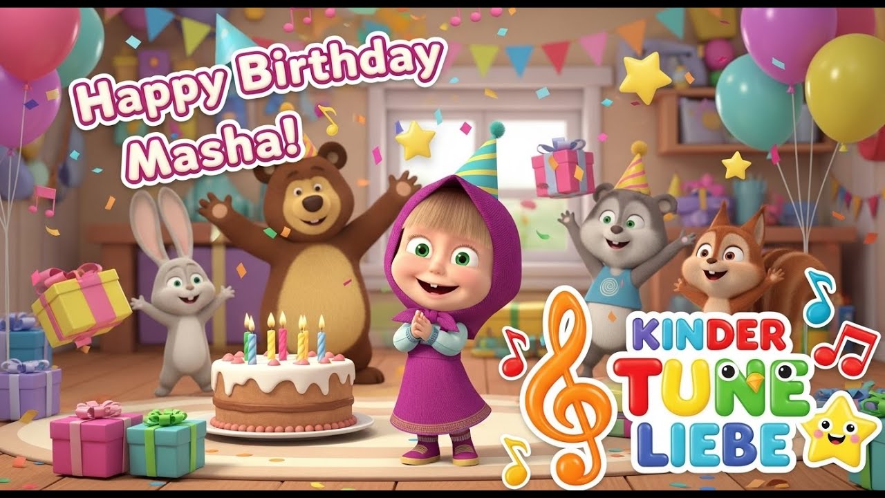 Masha’s Birthday Surprise | Funny 3D Nursery Rhyme for Kids | Preschool Cartoon Song