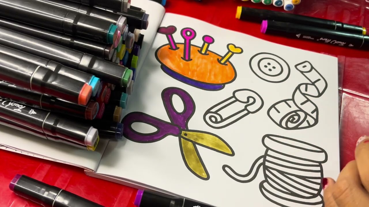 Coloring everyday stationery—simple tools, relaxing vibes ✂️📎🎨