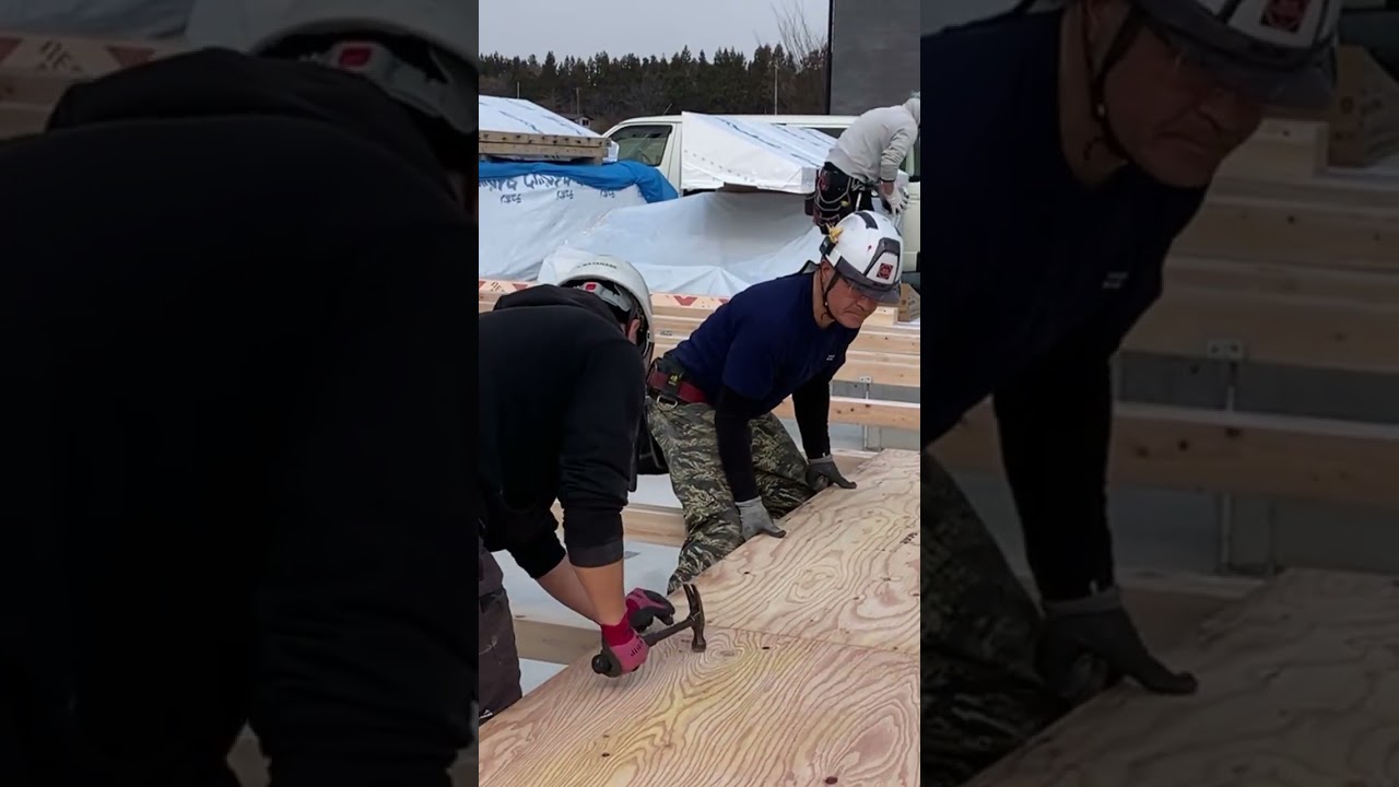 One-day framing of a highly airtight and highly insulated custom house in Yahaba Town,  Prefecture