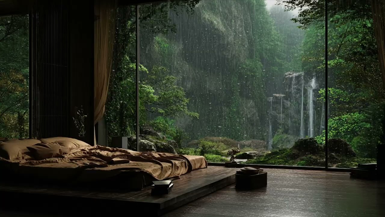 Rain and Thunder Passing Over a Japanese Home at Night | Slow Living Storm Sounds Deep Relaxation